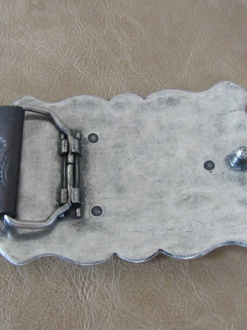 AMERICAN ENDURANCE Southwestern Leather Belt Silver Tone Faux Turquoise Buckle M